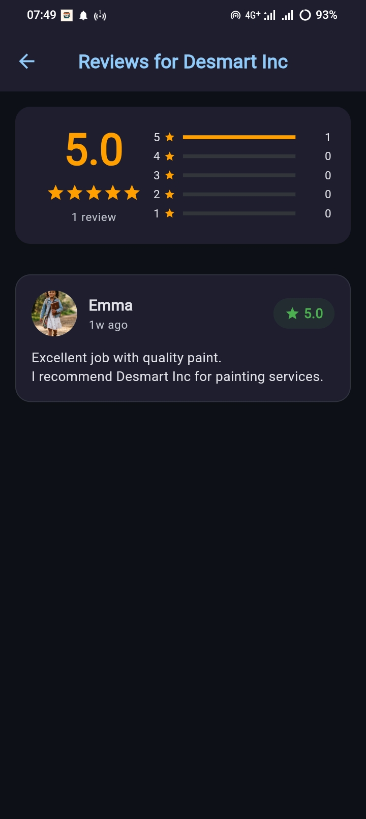 Reviews screenshot
